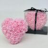 COEUR ROSE + BOITE Coeur fleurs de mousse rose