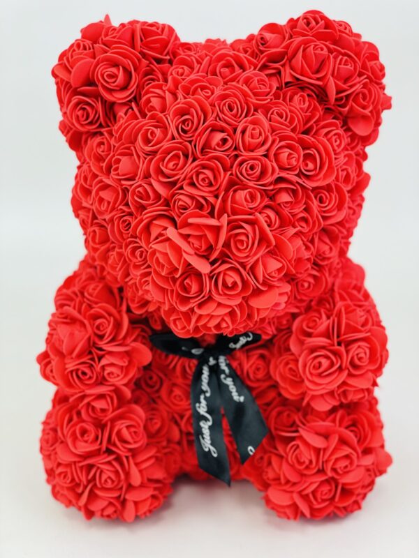 O ROUGE Ourson fleurs de mousse Rouge